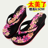 越南鞋平仙女拖鞋人字拖夏季高跟坡跟橡胶底防滑厚底休闲凉拖鞋