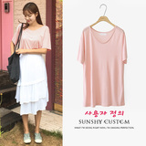 夏季粉色T恤女nv短袖韩版宽松学生甜美可爱18-24周岁体恤半袖上衣