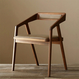 北欧宜家多功能餐厅餐椅简约靠背椅子纯实木扶手椅原木家用办公椅