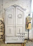 法式复古风格欧式实木雕花衣柜美式乡村仿古做旧衣柜