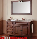 欧式美式橡木落地卫浴柜组合 卫生间大理石台盆柜洗手盆柜洗脸盆