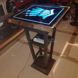 纯K酒吧方形散台吧台桌铸铁不锈钢钢化玻璃LED发光高脚桌配套吧凳