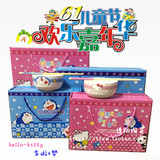hellokitty 哆啦a梦卡通碗筷儿童餐具韩式陶瓷套装米饭碗创意礼品