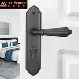 美式北欧全铜门锁美式复古 纯铜简欧黑色卫生间通用型静音房门锁