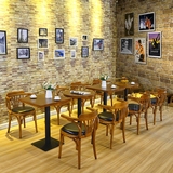 北欧星巴克咖啡厅桌椅组合西餐厅实木桌椅 loft奶茶店甜品店桌椅