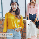 七分袖蝙蝠衫 2016韩版新款夏装大码纯色T恤 女胖mm宽松短袖上衣