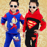男童冬装套装2016新款蜘蛛侠童装加厚加绒儿童卫衣两件套运动衣服