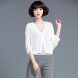 夏季新款女装韩版宽松镂空亚麻针织衫女开衫薄短款蝙蝠袖小外套潮