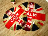 英伦风米字旗英国旗圆形地毯客厅卧室茶几转椅地垫复古做旧地毯
