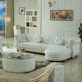简约欧式 美式真皮沙发组合 现代小户型客厅转角皮艺沙发