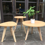 日式小茶几实木脚小圆桌简约三角茶几桌边几沙发几圆形小桌子高几