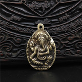西藏手工黄铜天铁托甲老托甲象鼻财神（复古）