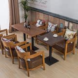 休闲 扶手沙发椅 北欧咖啡厅西餐厅桌椅 甜品店 奶茶店 实木围椅