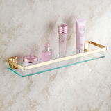 玻璃置物架 金色化妆品架 双层带毛巾杆 仿古卫生间浴室 欧式卫浴