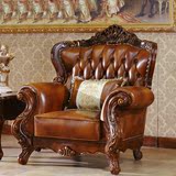 欧式新古典沙发美式法式田园客厅家具小户型单双三人真皮沙发特价