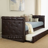 欧式简约布艺床实木床双人床PU拉扣床折叠双人沙发床客厅单人床