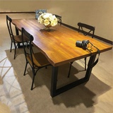 美式乡村仿古做旧家用餐桌椅组合创意长方形铁艺实木餐厅桌椅批发