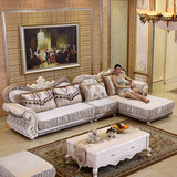欧式布艺沙发组合 实木客厅贵妃转角小户型储物沙发 可拆洗布沙发