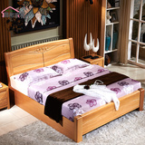 现代中式实木床榉木床简约1.5米1.8全实木高箱床储物床婚床双人床