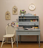 古董家具出口汉德森书桌写字台工作台书架 地中海蓝色儿童书桌