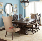 美国外贸实木雕花餐桌复古怀旧新古典高档奢华餐厅餐桌椅美式家具