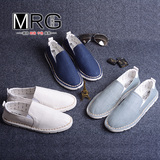 MRG2016新品手工透气布个性潮流亚麻舒适懒人时尚低帮男士套脚鞋