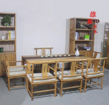新中式茶桌老榆木免漆会议桌餐桌茶道桌禅意免漆老榆木茶桌椅组合