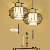 现代新中式铁艺鸟笼灯具酒店茶楼工程灯饰咖啡厅餐厅吧台单头吊灯