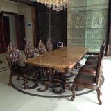 欧式实木餐桌10人长方形大理石可伸缩餐桌办公桌折叠饭桌家具定制