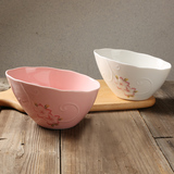 樱花浮雕斜口碗 沙拉碗 面碗菜碗 中西餐厅个性日式碗招财元宝碗