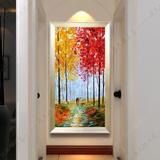走廊过道壁画抽象油画客厅挂画玄关装饰画竖版欧式风景画现代简约