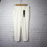 外贸日单尾货女款夏季休闲直筒白色长裤吸汗凉爽七分裤
