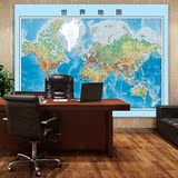 中国地图世界地图中英文无框画客厅书房办公室教室过道装饰画挂图