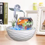 装饰品创意陶瓷流水摆件客厅办公室桌面欧式玻璃小喷泉鱼缸工艺品
