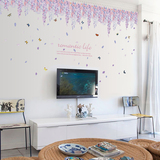 客厅沙发电视背景墙壁装饰墙贴画天花板吊顶腰线贴屋顶紫藤萝贴纸