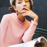 2016秋季半高领学生t恤女长袖修身打底衫韩版套头薄款针织衫上衣