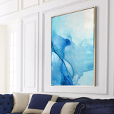 现代简约北欧大幅抽象画欧美客厅无框画蓝色装饰画卧室餐厅壁挂画