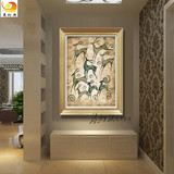 欧式客厅装饰画抽象动物油画鹿走廊玄关卧室壁画简约中式挂画墙画