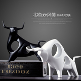 贝汉美北欧极简创意工艺品陶瓷摆件客厅酒柜电视柜软装饰品黑白牛