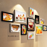 奶茶店甜品店装饰壁画果汁饮品甜品挂画 橙汁版画组合相框装饰画