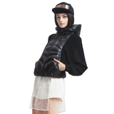 艾莱依2016冬新款时尚针织蝙蝠袖拼接短款羽绒服 外套女ERAL2006D
