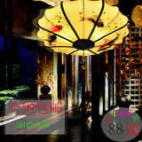 新中式吊灯手绘国画灯笼茶楼酒店客厅餐厅布艺吊灯个性创意灯具