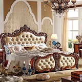 美克宜家 美式乡村床欧式实木床 1.8米双人床橡胶木婚床卧室家具