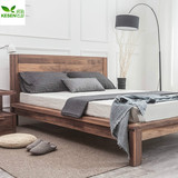 北欧日式全实木低背平围床现代简约橡木胡桃木双人床可定制