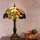 欧式田园创意复古卧室床头台灯 美式葡萄蒂凡尼客厅餐厅玻璃灯具
