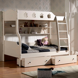 现代简约白色子母床儿童上下床带柜男孩储物床多功能全实木双层床