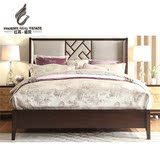 新中式床现代简约双人床中式实木1.8米婚床酒店别墅样板房间家具