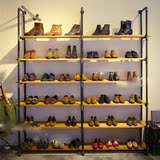 个性创意复古服装店鞋店实木男女鞋鞋架货架展示架鞋柜多层落地架