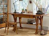 美式实木办公桌简约 家用书桌带书架实木台式电脑桌椅创意老板桌