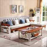实木沙发床组合客厅木沙发橡木现代中式贵妃转角地中海布艺家具